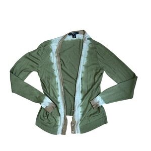 Max Mara Weekend Twin Set Cardigan And Top Green Tie Dye Silk Cashmere Size Med